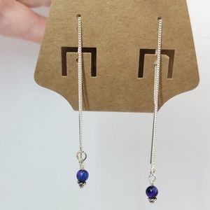 Galaxy Tigers Eye Threader Earrings Small